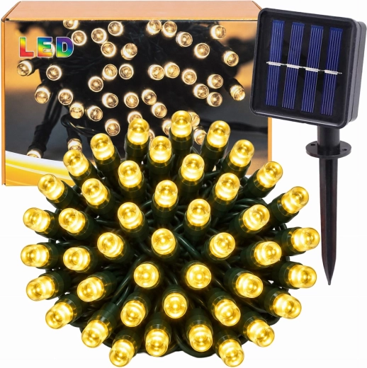Solcelled julelyskæde 7,5 m, 50 LED, hvid