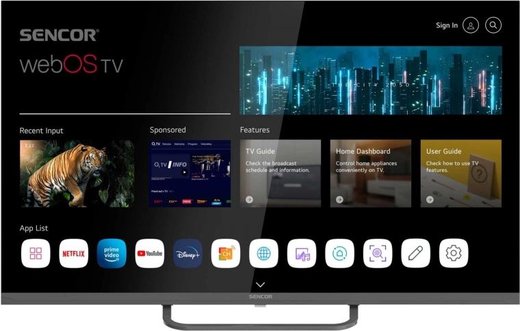 Sencor 32" LED Smart TV med webOS, Wi‑Fi og Bluetooth
