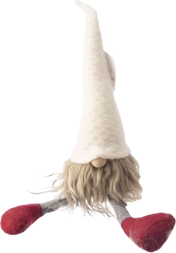 Plys-julenisse hvid/rød 42 cm