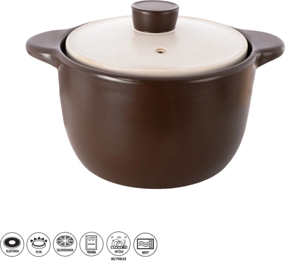 Keramisk ildfast gryde med låg 6,9 l