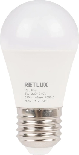 RETLUX LED-pære Mini Globe E27 6 W 4000 K