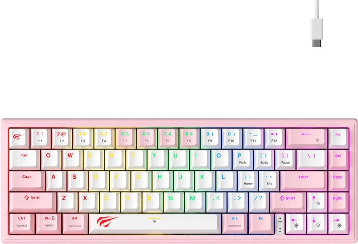 Mekanisk RGB gamingtastatur rosa-hvid