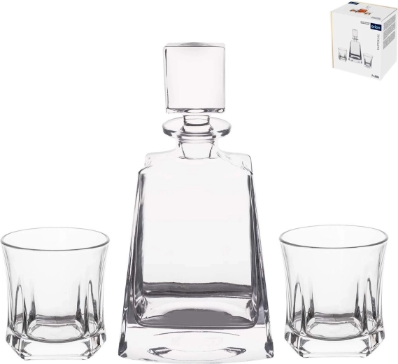 Glaskaraffel til whisky Imperial robust med 2 glas