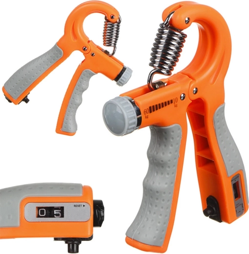 Justerbar grebtræner 10–60 kg med tæller – Orange