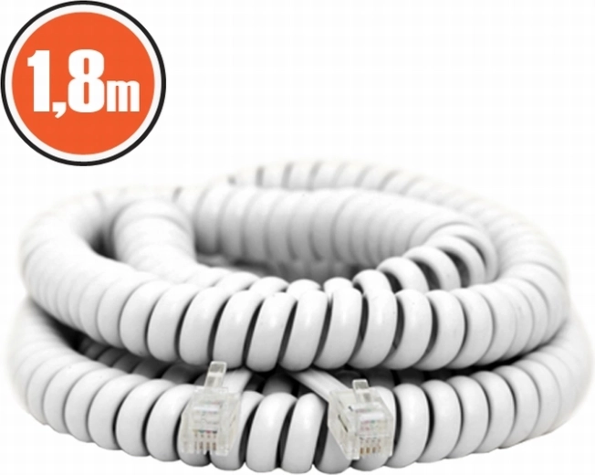 Spiralsnoet telefonkabel 1,8 m hvidt