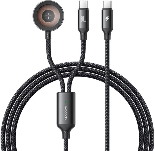 Mcdodo 2-i-1 USB-C kabel og oplader til Apple Watch, 60W, 1,2 m