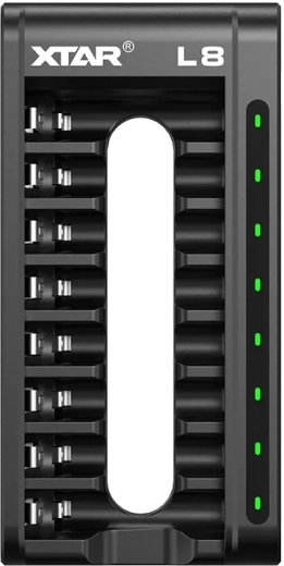 XTAR L8 intelligent oplader til genopladelige batterier Li-ion og Ni-MH (AA/AAA), 8 kanaler