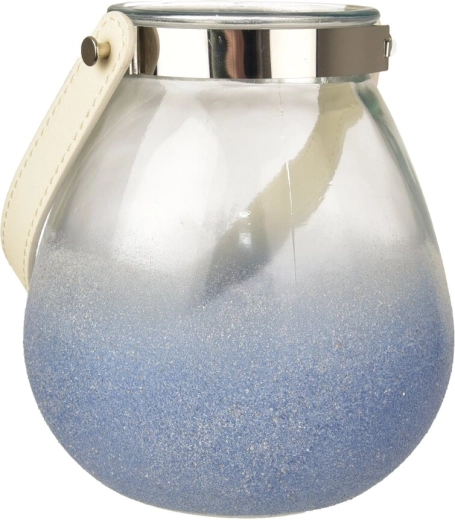 Blå firkantet lysestage i glas 14 × 14 × 17 cm