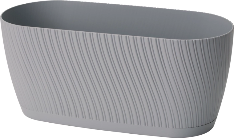 Mika Eco Recycled blomsterkasse med underskål 27 cm – platin