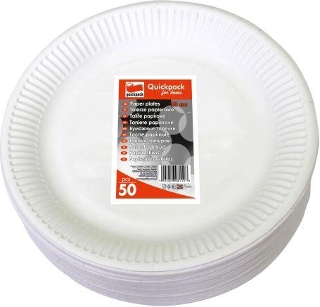 Engangspapirtallerkener 23 cm, hvide (50 stk)