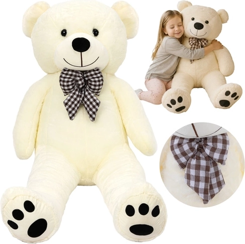 Plys-bamse Kruzzel XL 146 cm ecru med sløjfe