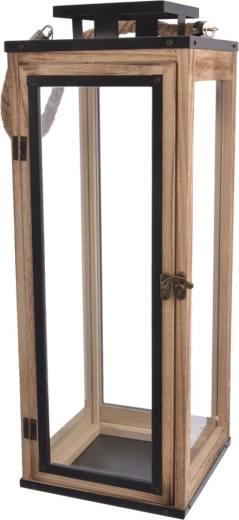 Stor dekorativ lanterne beige 50 cm i træ og metal