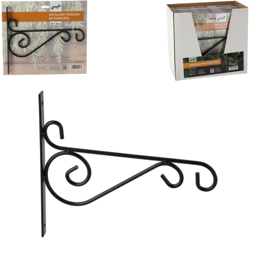 Metalvægbeslag til blomsterkrukke med uglemotiv 30 × 28 cm, sort