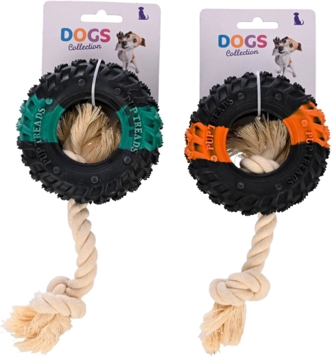 Hundelegetøj reb og gummi 20 cm (2 varianter)