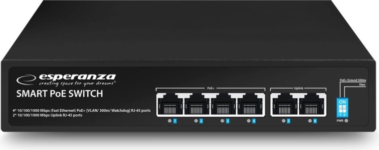 4× PoE til IP-kameraer og andre enheder