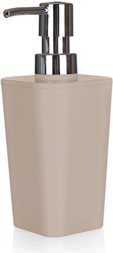 Sæbedispenser i plast beige-grå 7,3 × 7,3 × 17 cm