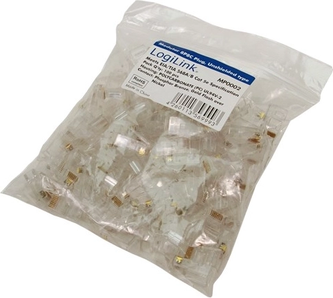 RJ45-stik CAT5, uskærmede 8P8C – pakke med 100 stk