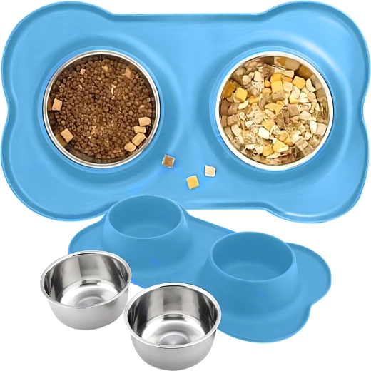 Hygiejniske skåle i rustfrit stål 2 × 450 ml