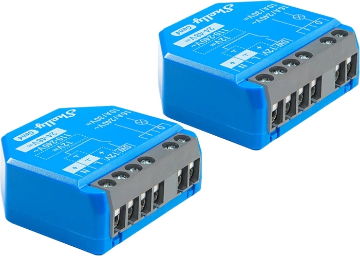 Sæt med 2 smarte relæer Shelly 1 Gen4 med Zigbee- og Matter-understøttelse