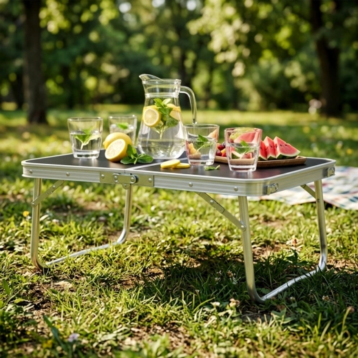 Ideelt lavt bord til picnic og camping