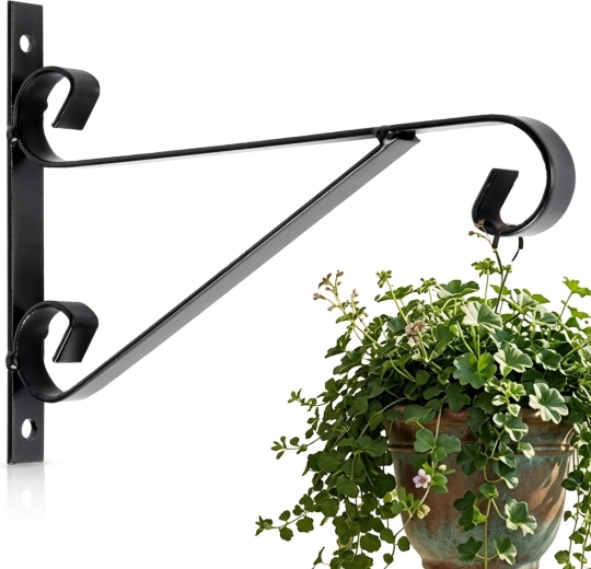Vægmonteret metalophæng til blomsterpotte Vilde, sort 19,5 × 1,8 × 14,5 cm