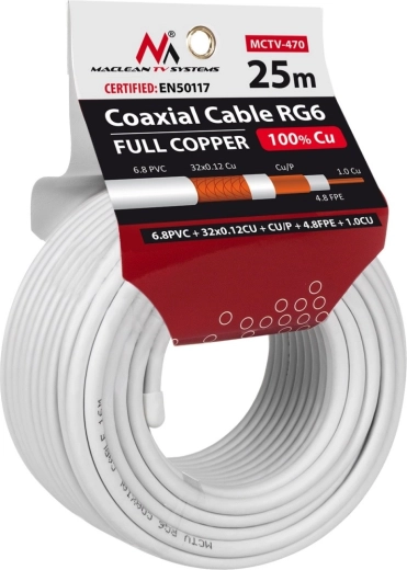Koaksialkabel RG6 Maclean 25 m