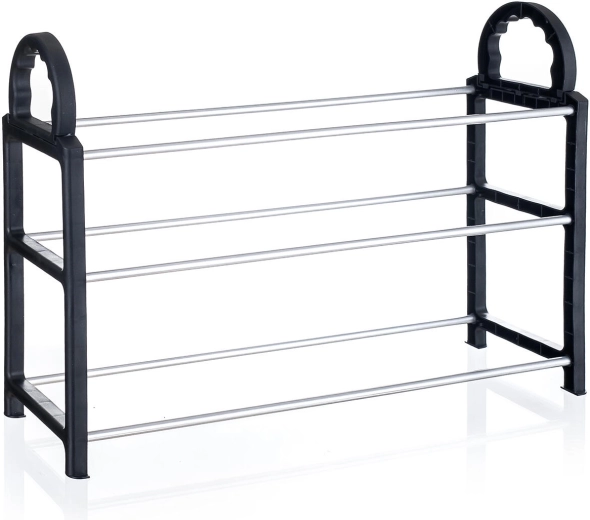 Bolton skohylde med 3 niveauer 65 × 17 × 42 cm sort