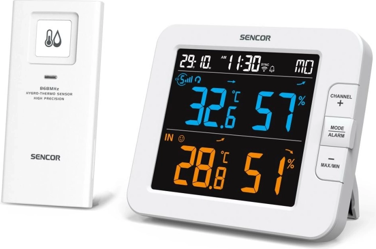 Sencor intelligent flerkanals-vejrstation med Wi-Fi og trådløs sensor