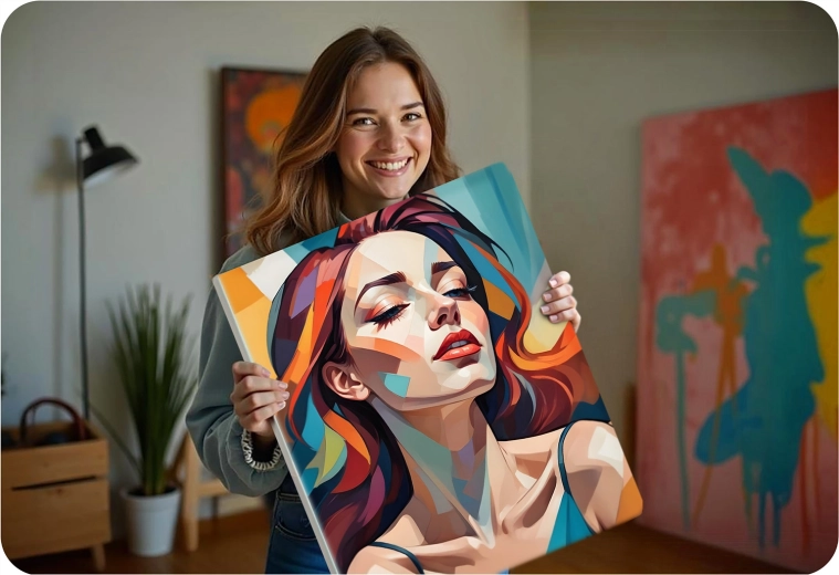 Færdigt værk klar til ophængning