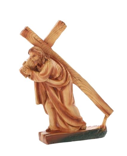 Figur af Jesus, der bærer korset, i polyresin