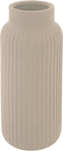 Beige porcelænsvase med rillet overflade 24,5 cm