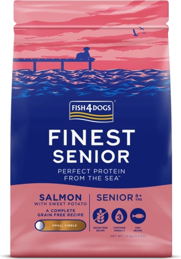 Fish4Dogs Finest granulat til ældre hunde af små racer med laks og søde kartofler 1,5 kg
