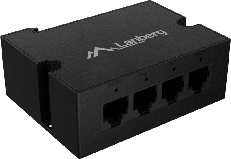 1× PoE-indgang og 3× PoE-udgang til afgrening af installationen