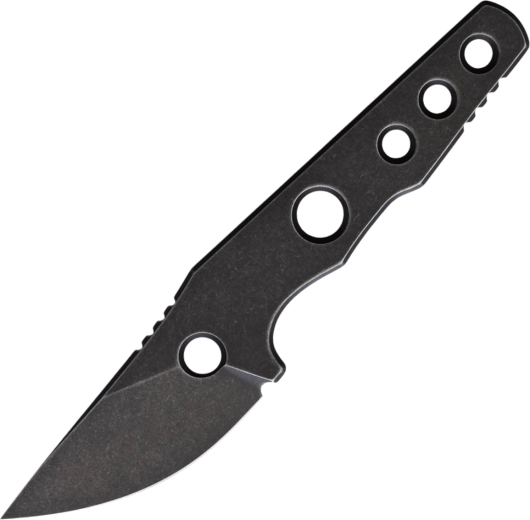 Halskniv Petrified Fish Bison, 6,1 cm, Black Stonewash, fuldmetal, Kydex-skede