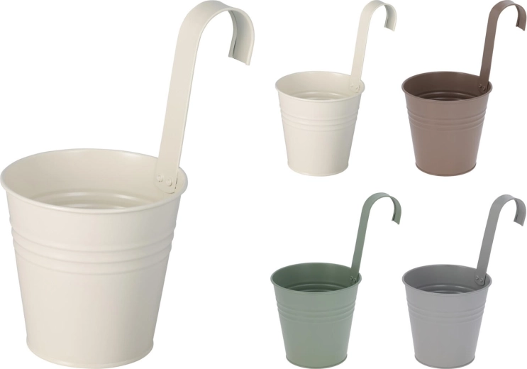 Hængende dekorativ urtepotte 13 cm i galvaniseret metal – mix af farver