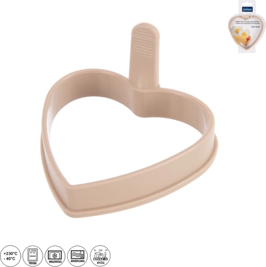 Silikoneform til pandekager og spejlæg – hjerte 9,5 × 9 cm, beige