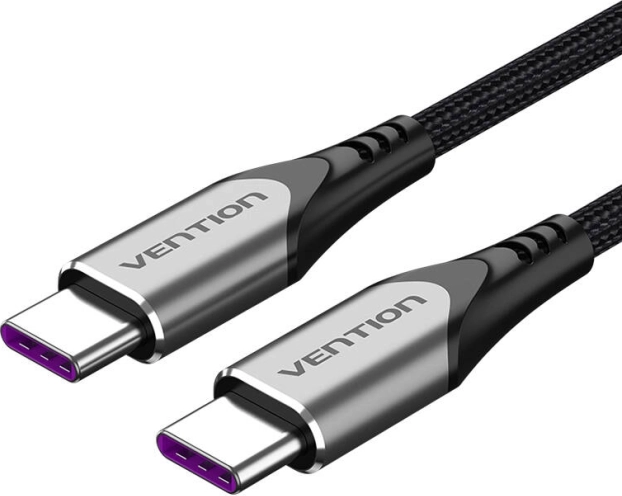 USB‑C-kabel Vention 1,5 m, PD 100 W, nylon, grå