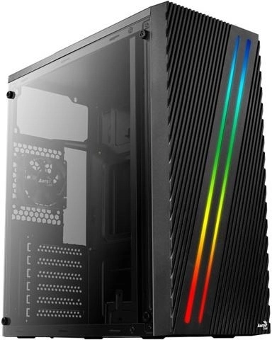 Mid-tower computertaske med RGB-streak, sort, USB 3.0