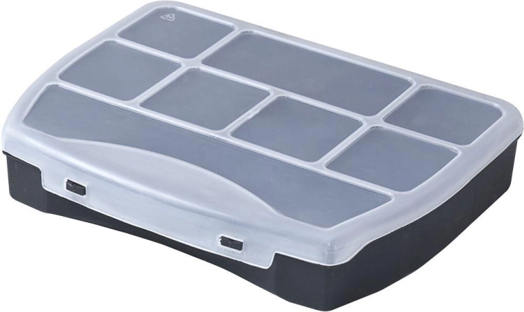 Organizer DOMINO 190 × 155 × 37 mm, sort/gennemsigtig