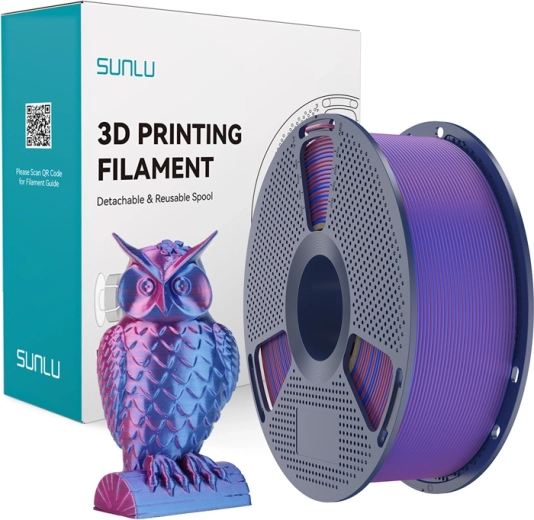 Sunlu PLA+ Silk tofarvet filament rød-blå