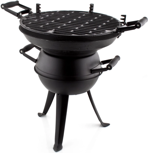 Soudek-grill 36 cm – støbejerns-ildsted, sort