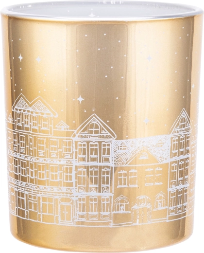 Glasstageholder Kamieniczki i guld med lyst indre 9 × 10 cm