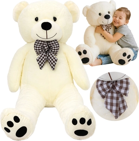 Plys-bamse Kruzzel 100 cm ecru med sløjfe