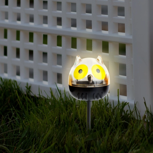 Solar-LED-lampe i ugleform med koldt hvidt lys - 1 stk.
