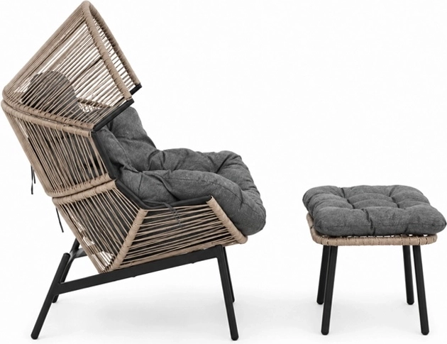 Stabil stålramme og rattan-flet
