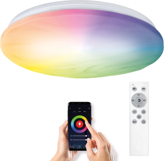 Solight smart LED loftlampe Wave 30 W (Wi‑Fi, RGB + CCT, fjernbetjening)