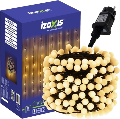 Julelyskæde IZOXIS med kugler, 300 LED, 30 m