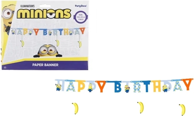 Fødselsdagsbanner Happy Birthday Minions 50 × 153 cm - 1 stk.