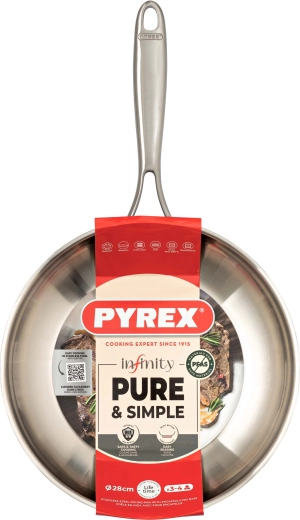 Pyrex Infinity stegepande 28 cm i rustfrit stål