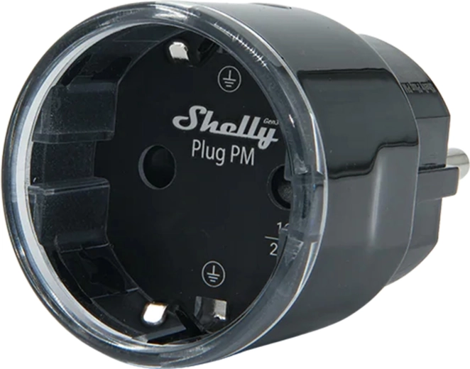 Shelly Plug PM Gen3 Matter intelligent stikkontakt med forbrugsmåling, sort